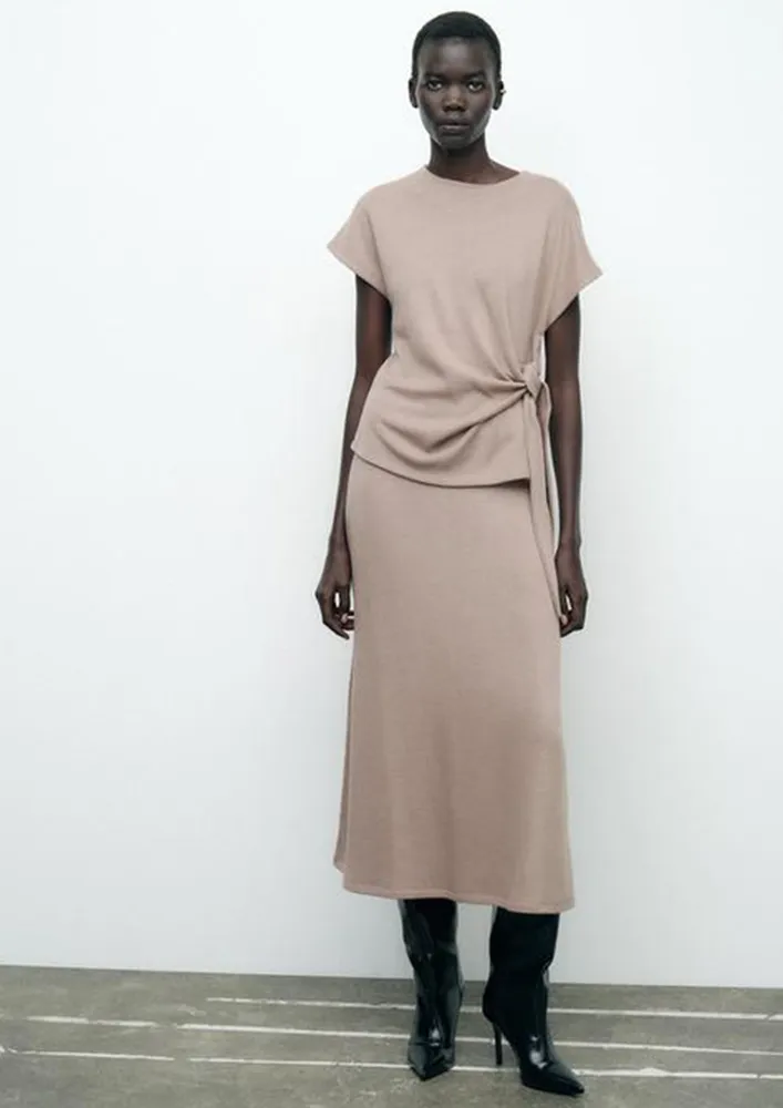 Round Neck Tie-up Detail Top