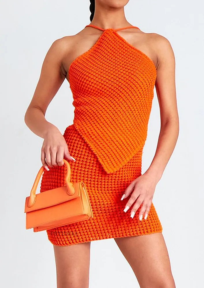 Orange Waffle Texture Co-ord Set