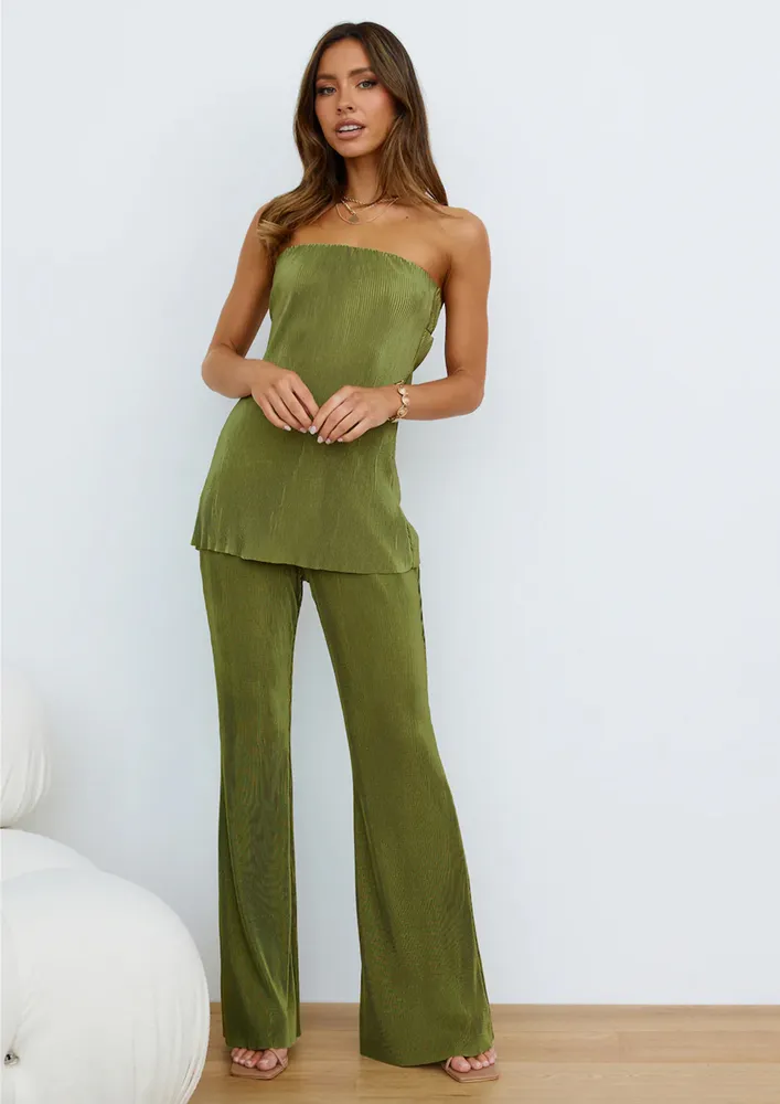 Green Cut-out Back Tube Top & Pants