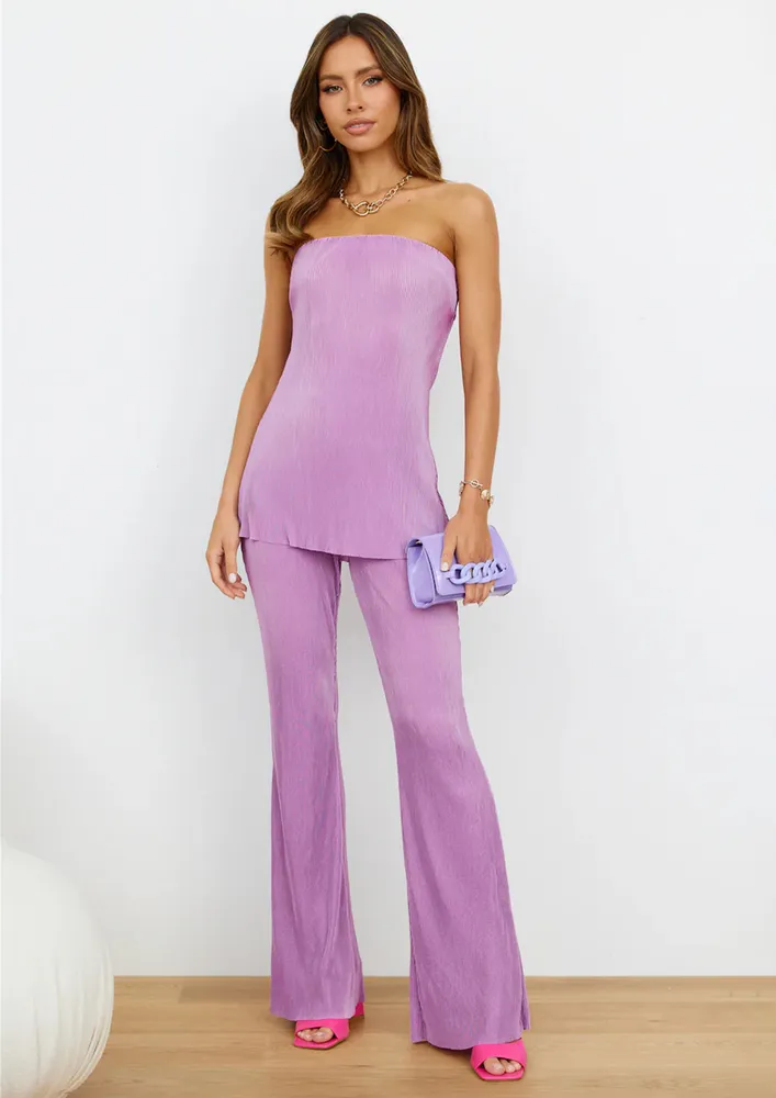 Purple Cut-out Back Tube Top & Pants