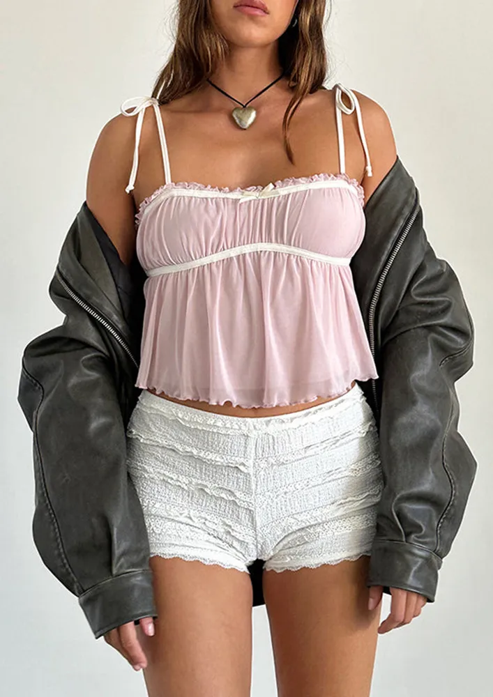 Pink Tie-up Shoulder Cami