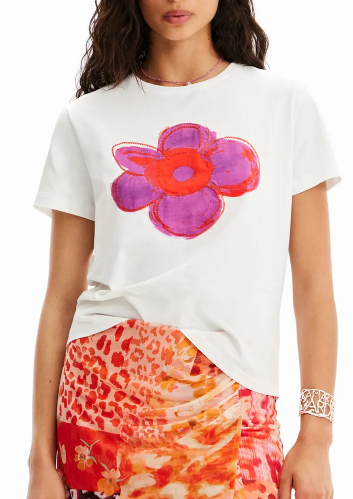 White Floral Print T-shirt