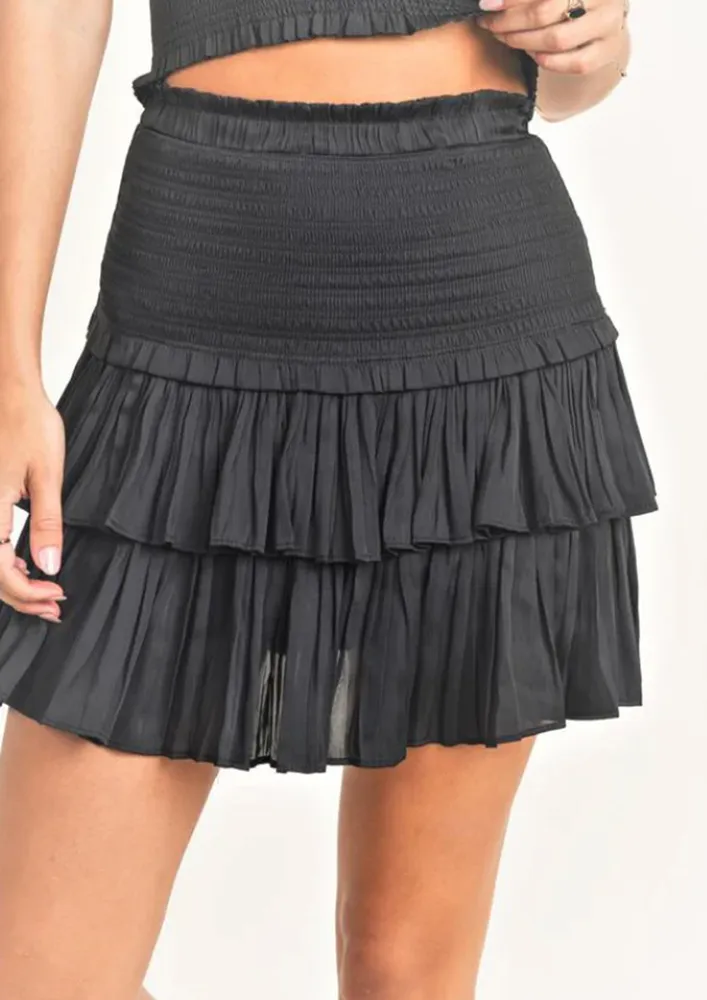 Black Smock-detail Top & Skirt