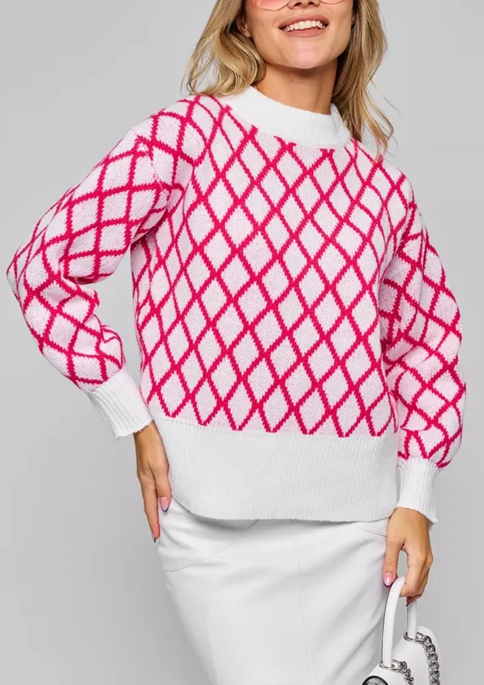 Pink Check Pattern Jumper