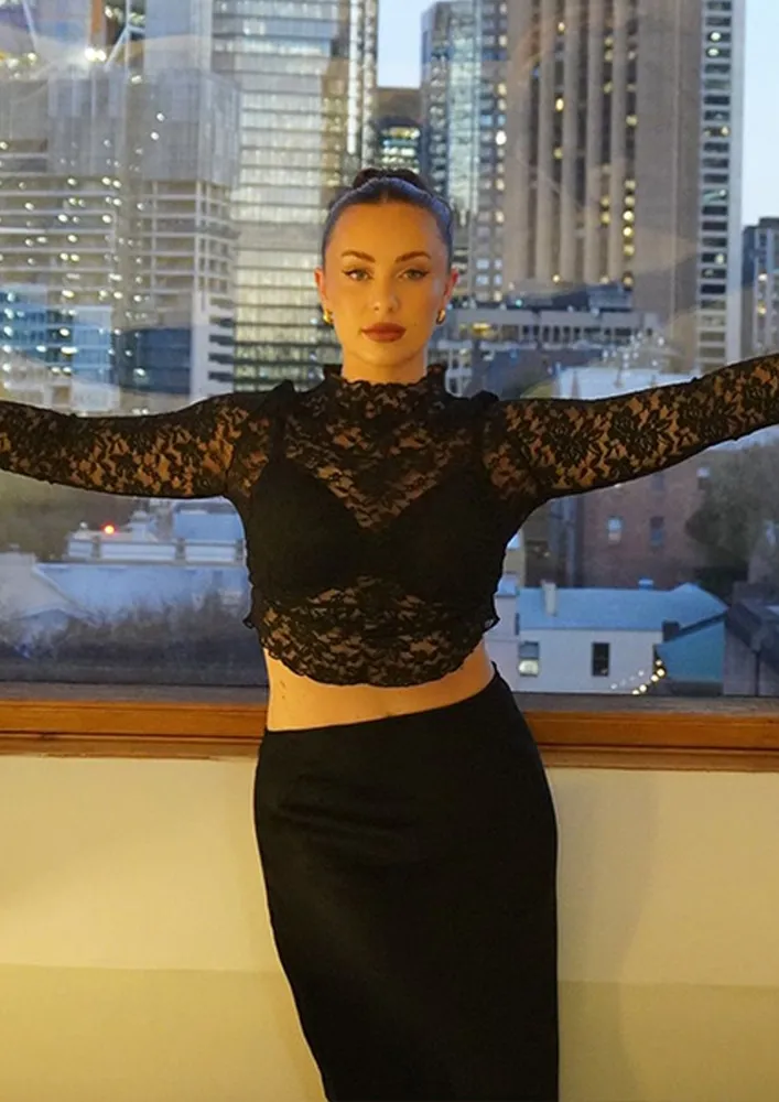 Sheer Black Lace Top
