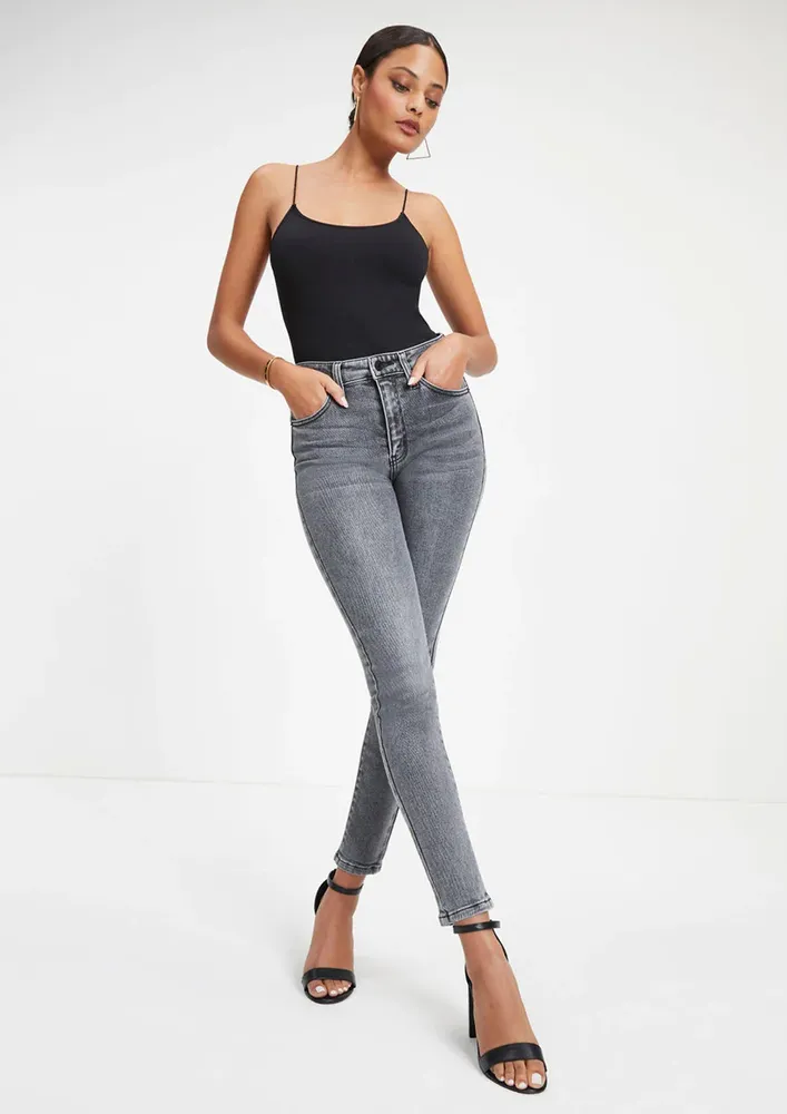 Grey Faded Effect Skinny Jeans