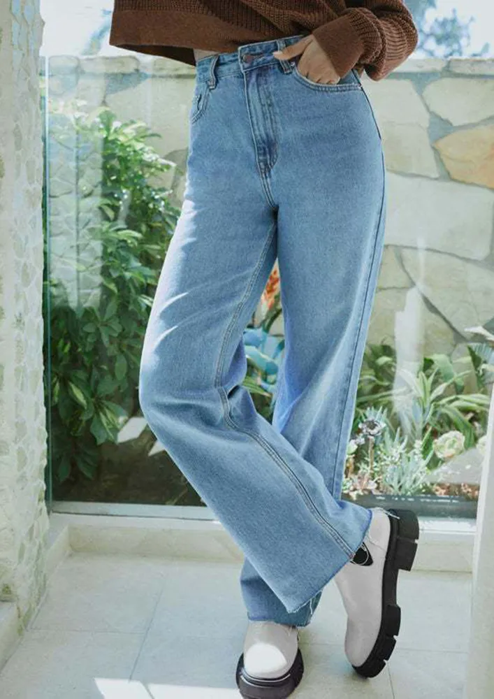 Washed Light Blue High Boyfriend Jeans