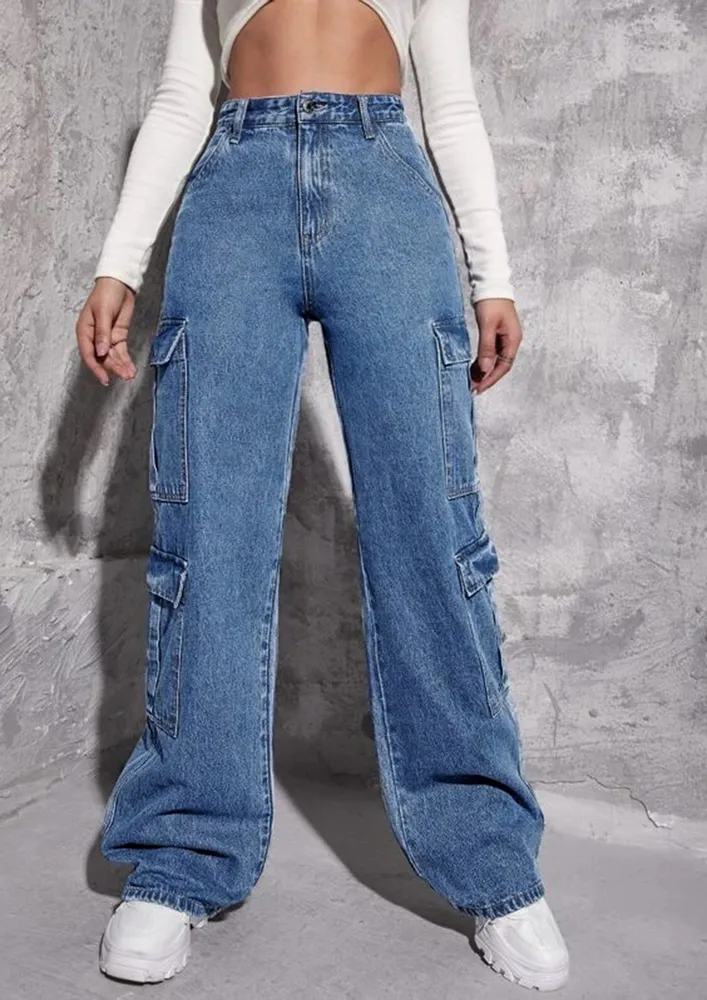 Blue High-waisted Boyfriend Jeans