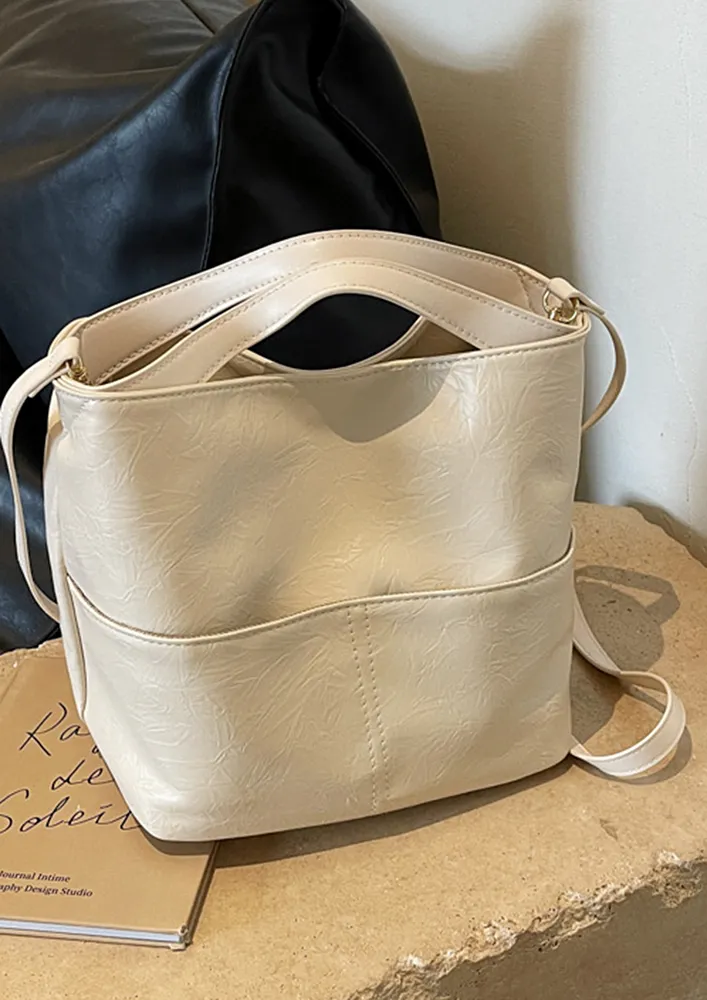 OFF-WHITE TEXTURED OUTER COMPARTMENTS TOTE BAG