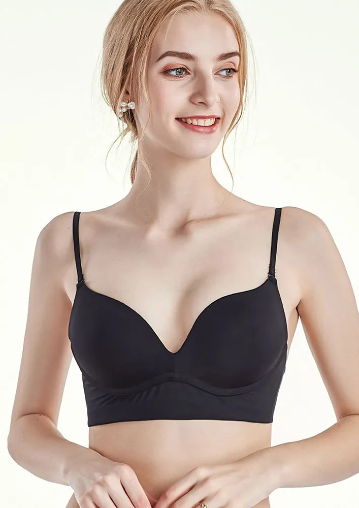 Padded Black Low-cut Back Bra