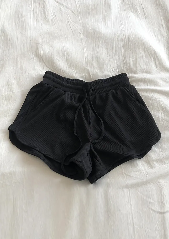 Black Free Size Polyester Shorts