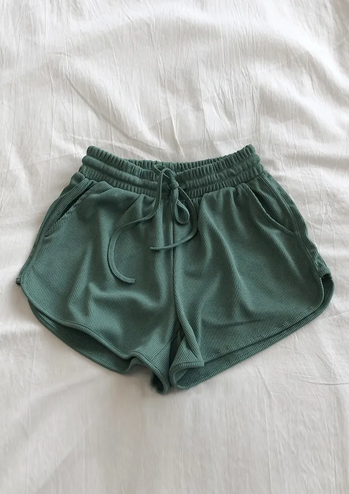 Green Free Size Polyester Shorts