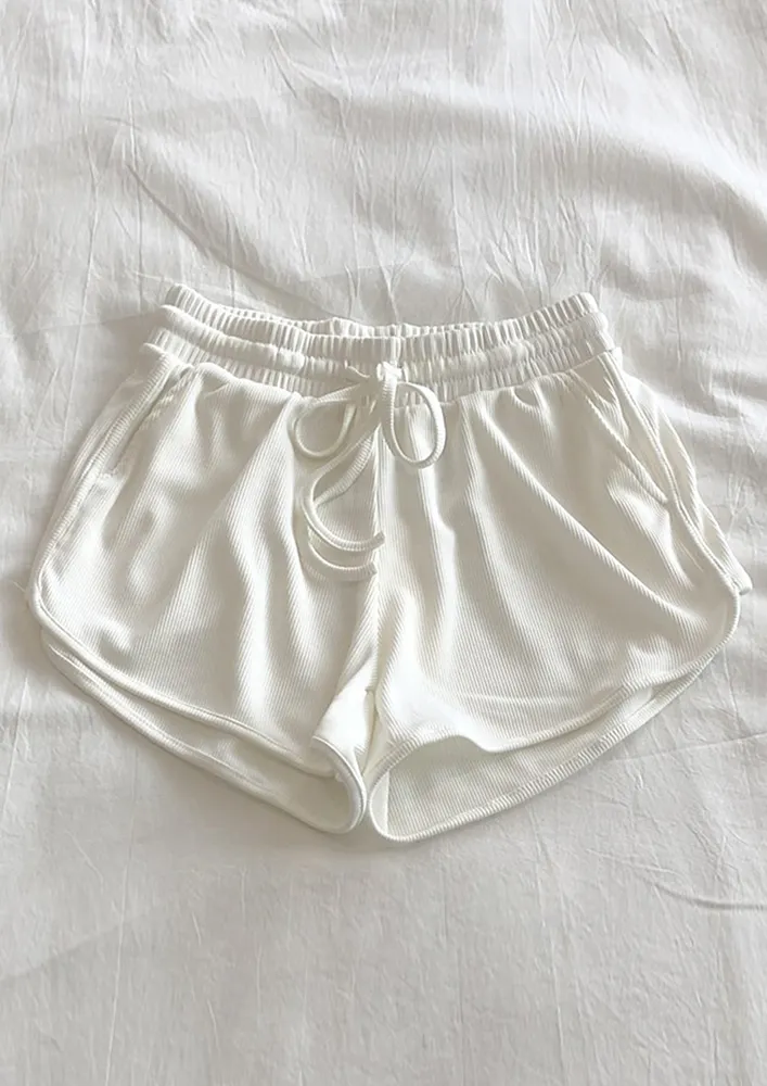 White Free Size Polyester Shorts