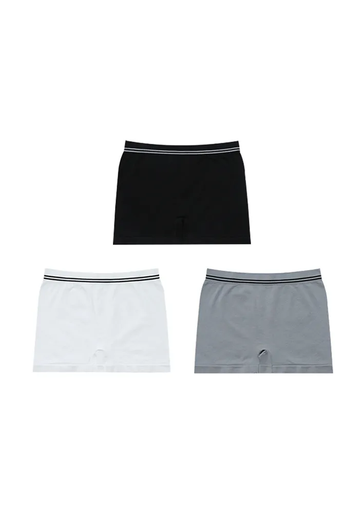 Three Piece Stripe-waistband Boyshort Set