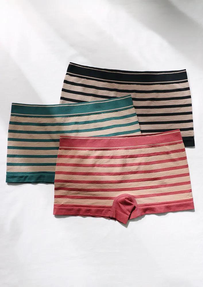 Stripe Pattern (pack Of 3) Boyshort Set