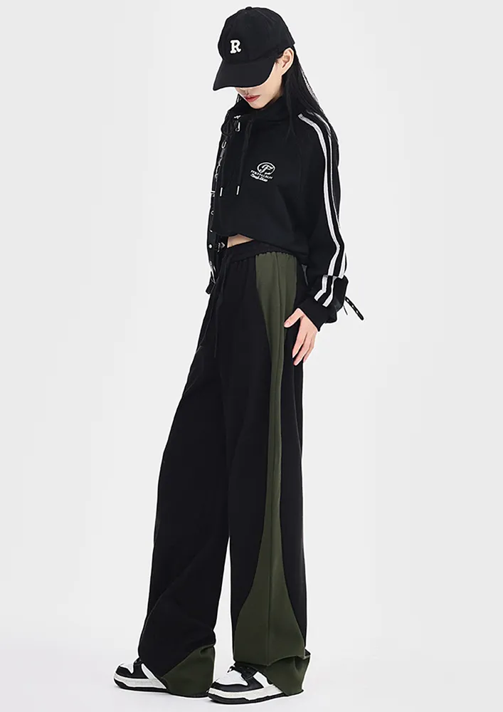 Black Green Drawstring Pants