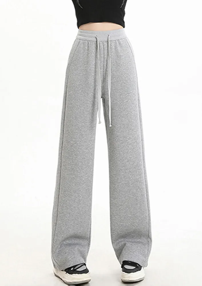 Grey High-waisted Straight Joggers