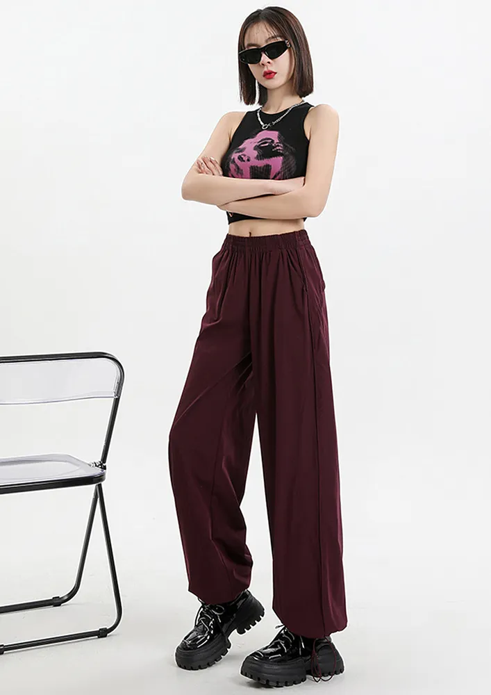 Purple High-waisted Layered Back Pants