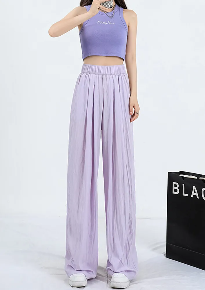 Purple High-waisted Straight Pants