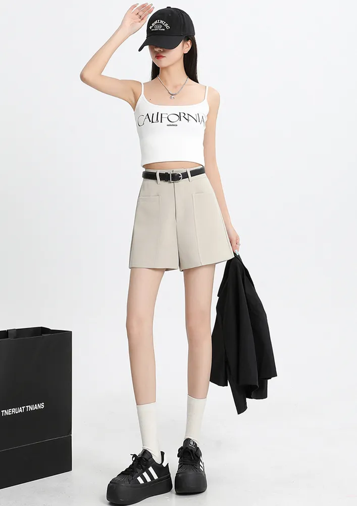 Patch Pocket High-waisted Wide Shorts