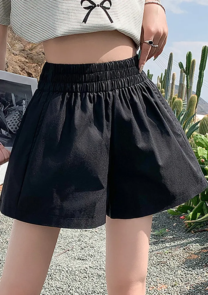 High-waisted Wide Black Shorts