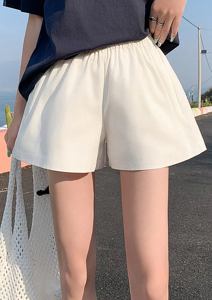 White High-waisted Wide Shorts