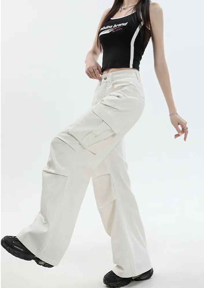 Pleated-knee Utility Wide Pants