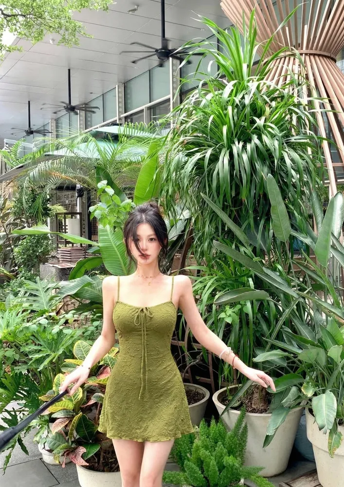 Green Strap Mini Dress