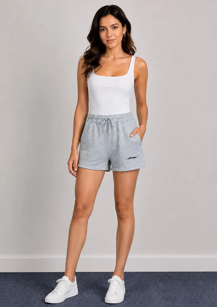 GREY LETTERING DETAIL SHORTS