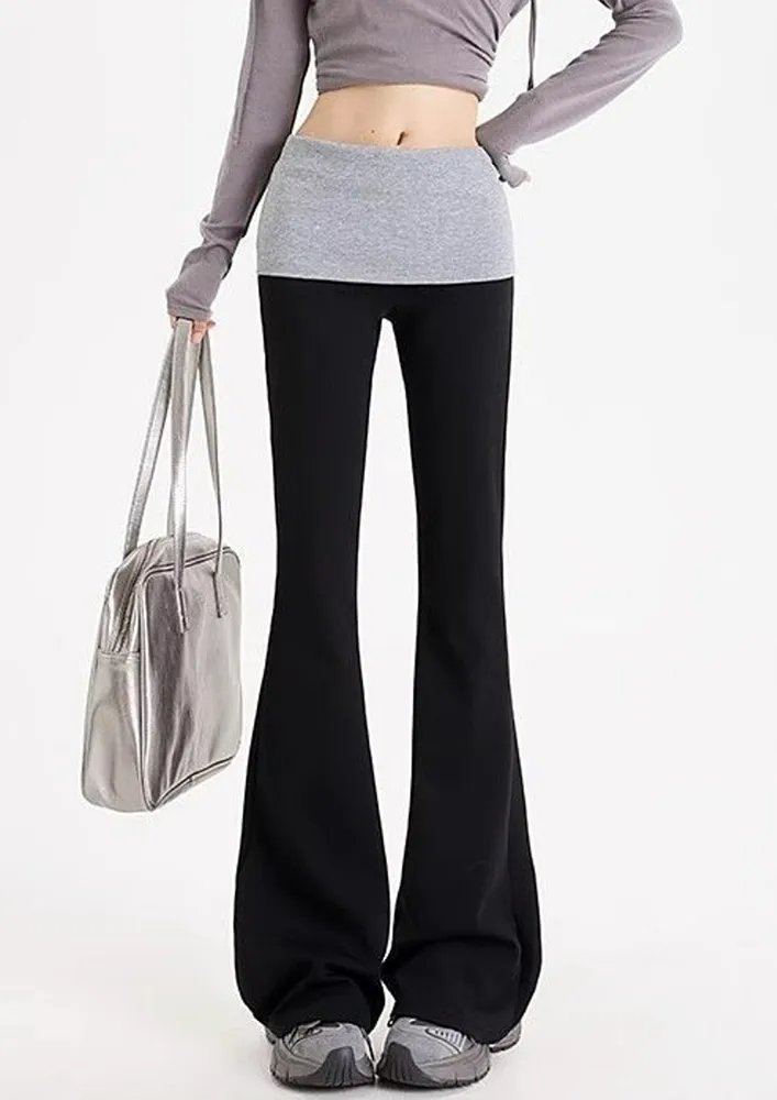 Black Fold-over Waist Pants