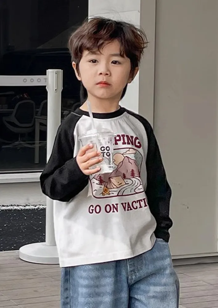 Boys Black And Grey Graphic T-shirt