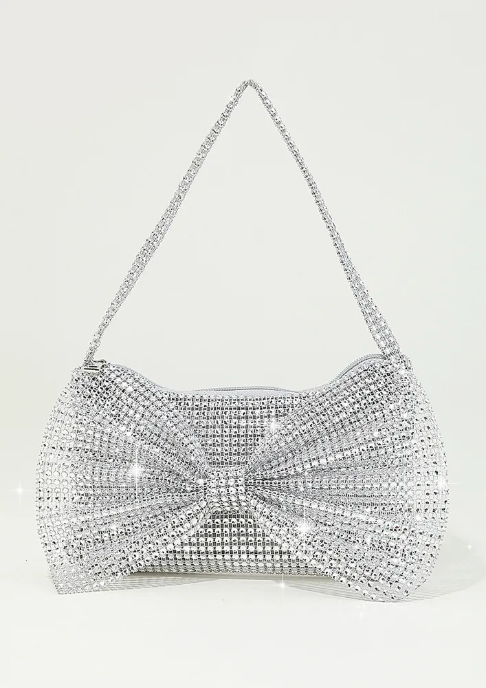 SILVER BOW-KNOT DECOR PURSE