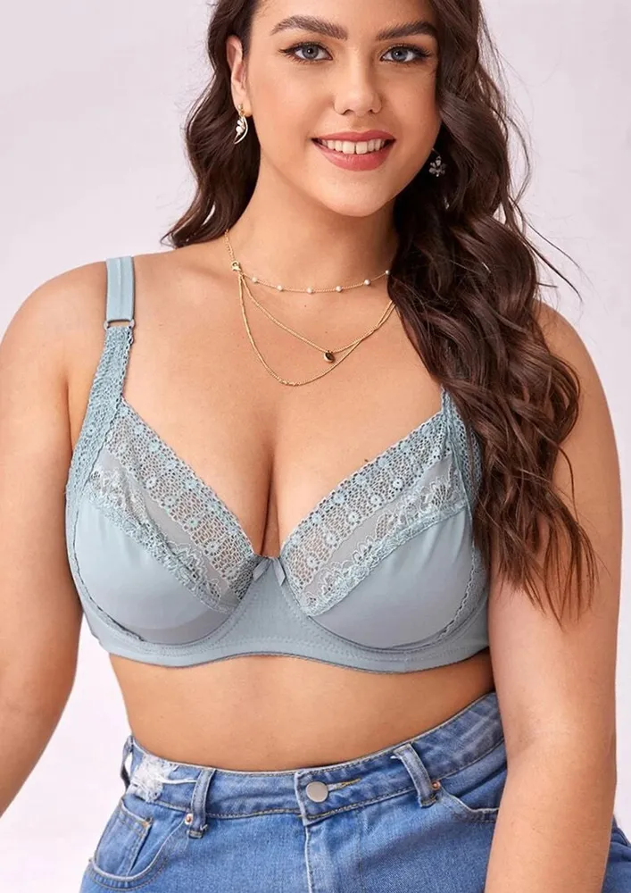 Plus Size Lace Splicing Full-figure Bra