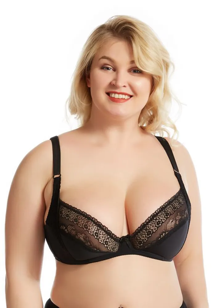 Black Non-padded Full-figure Plus Size Bra