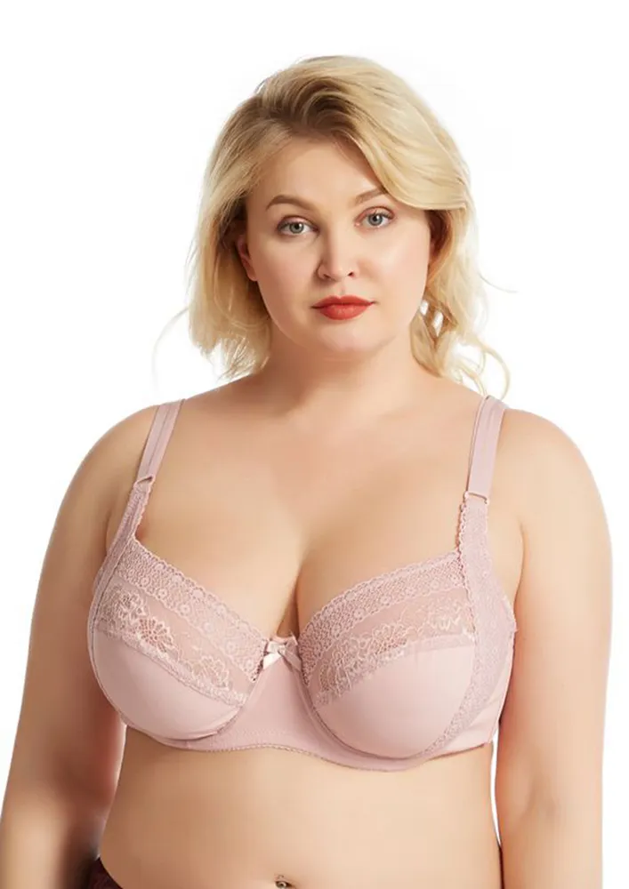 Pink Non-padded Full-figure Plus Size Bra