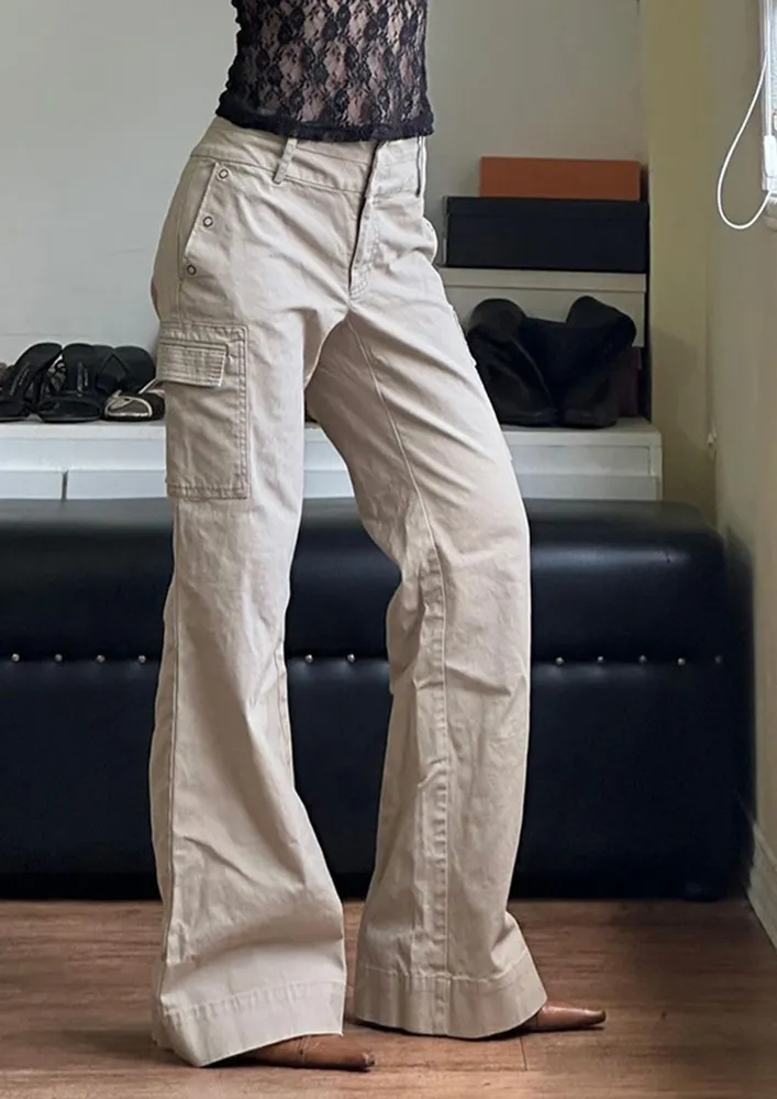 Khaki Low-rise Cargo Pants