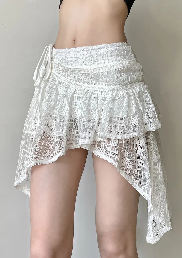 White Mini Irregular Skirt