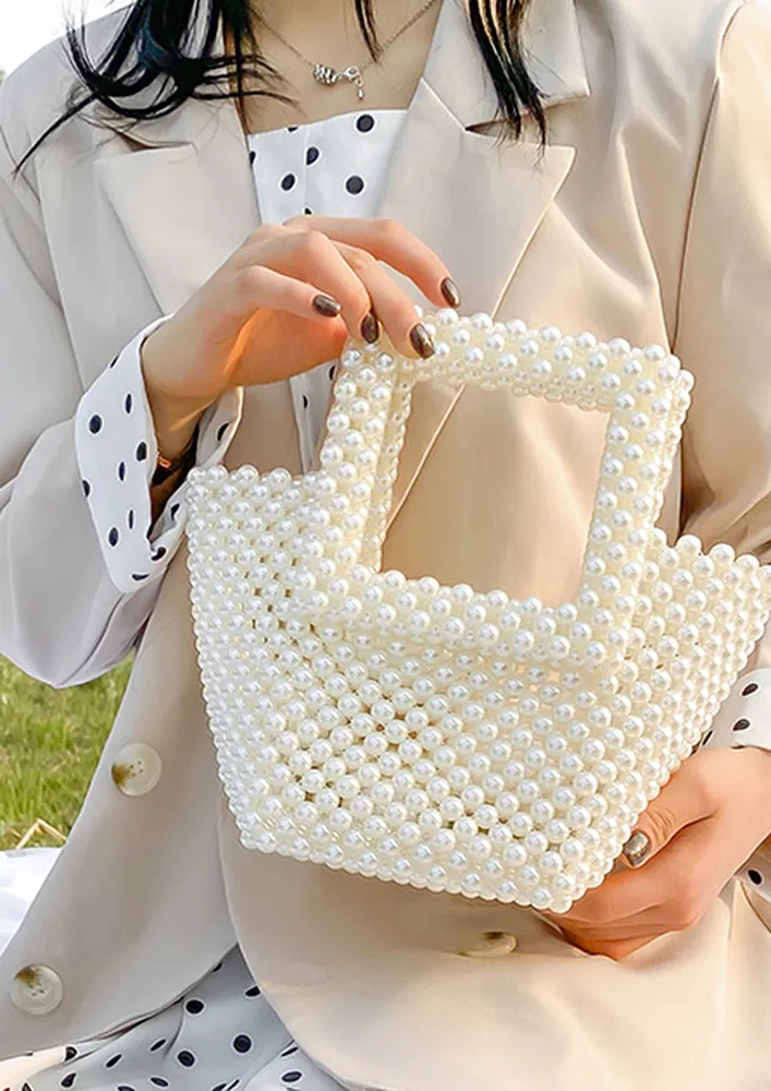 ACRYLIC PEARL BEADS GEOMETRIC HANDBAG