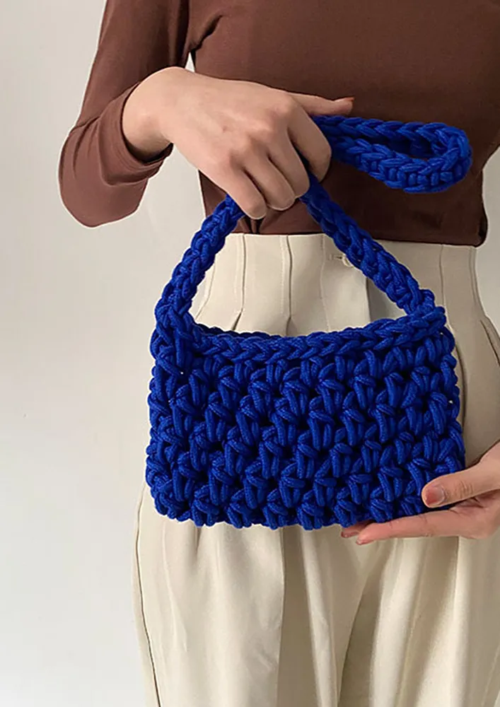 DARK BLUE CROCHETED SHOULDER BAG