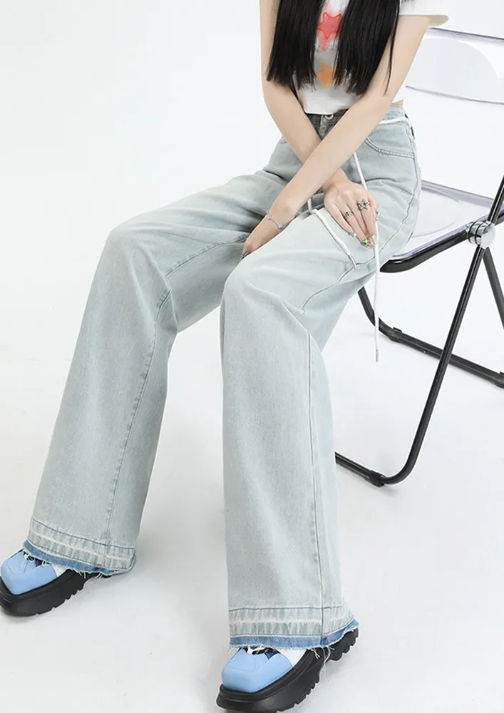 HIGH-WAIST RAW EDGE WIDE LEG JEANS