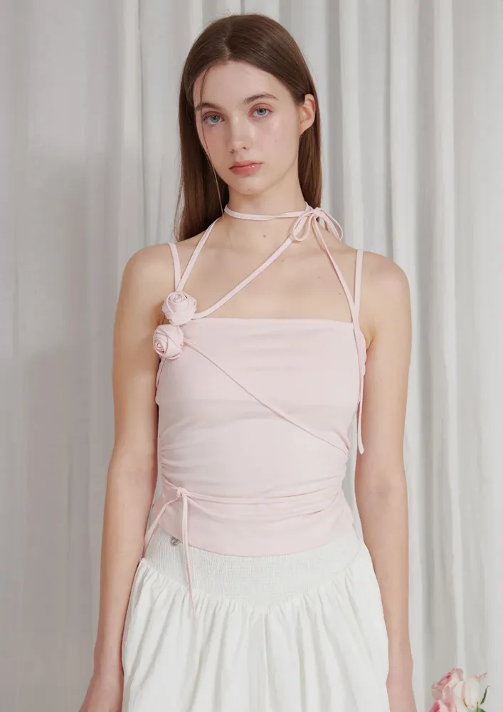 Pink Floral Strap Fitted Cami