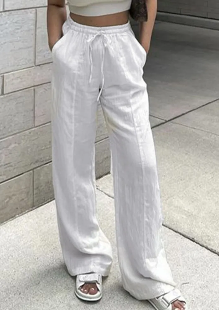 White Slash Pocket Straight Pants