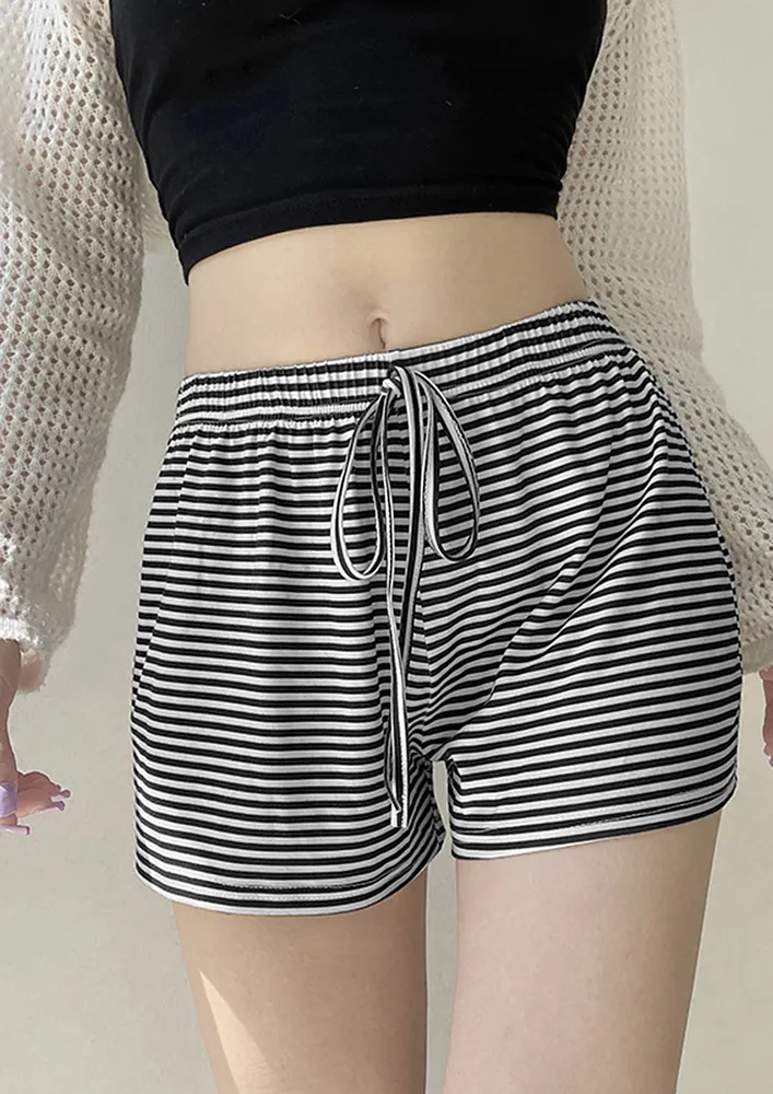 Black Striped Wide Shorts