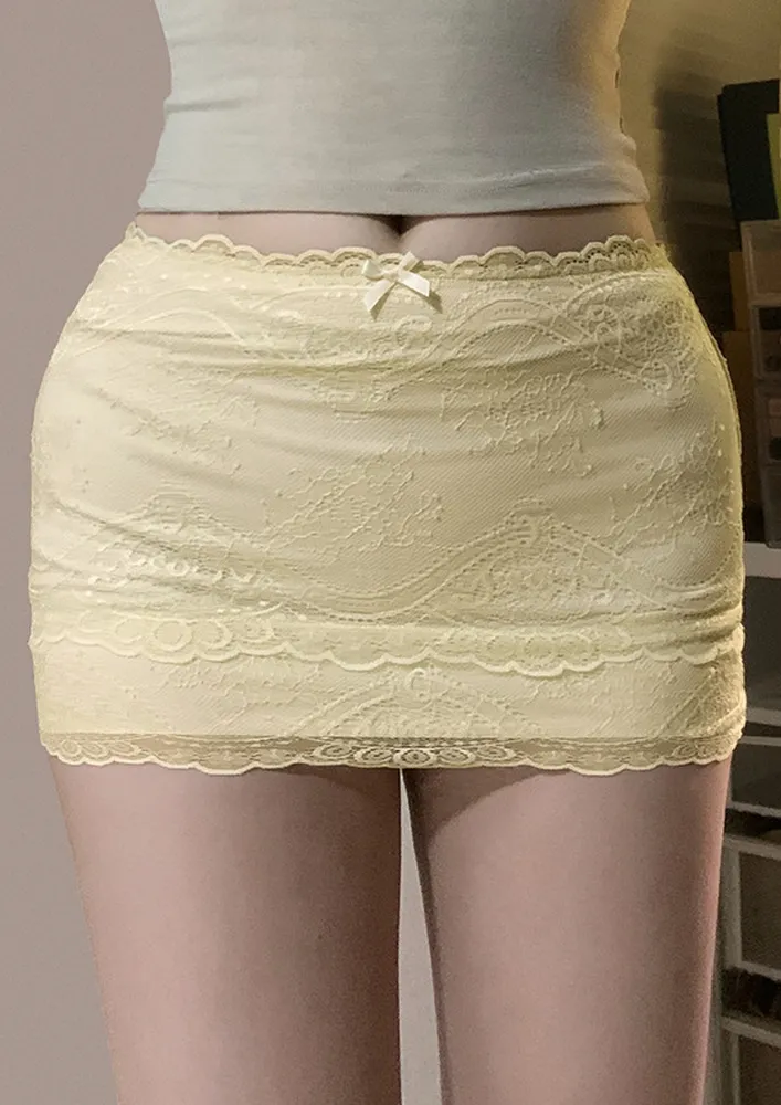 Yellow Solid Mini Skirt 
