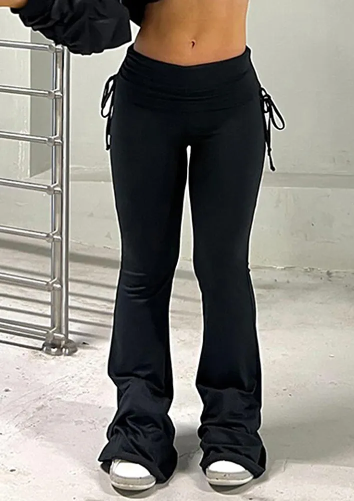 Black Side-drawstring Pants