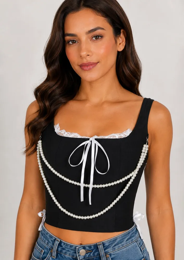 BLACK PEARL CHAIN CAMI TOP