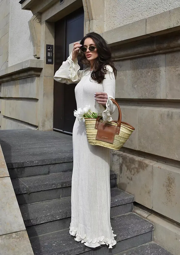 Plisse-effect Maxi Dress