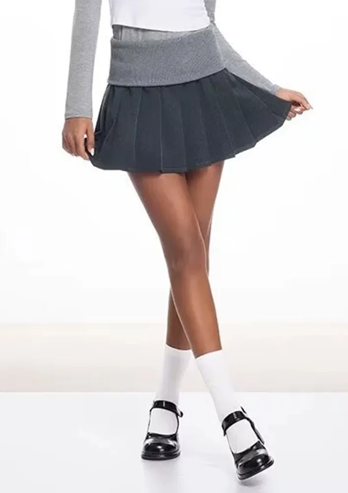 Pleated Grey A-line Skort