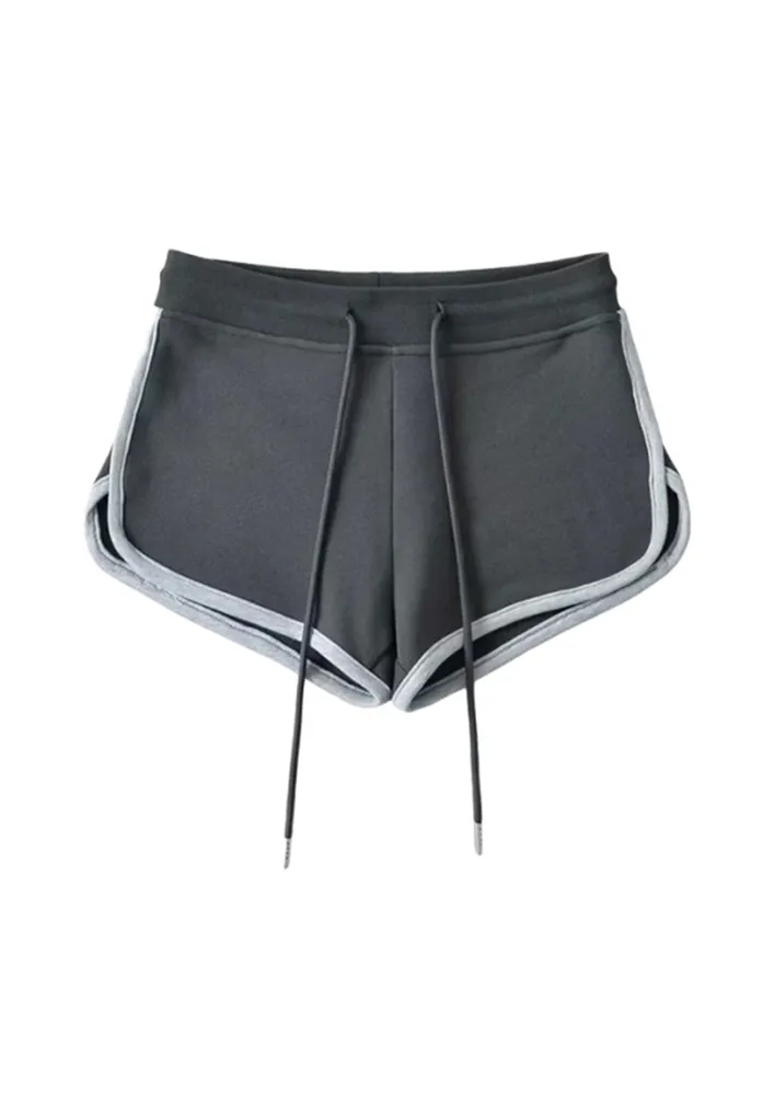 DARK GREY LOW-RISE COTTON LOUNGE HOTPANTS