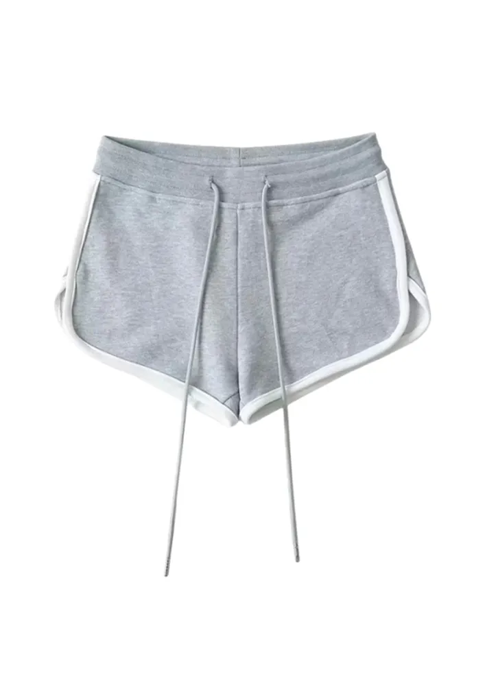 LIGHT GREY LOW-RISE COTTON LOUNGE HOTPANTS